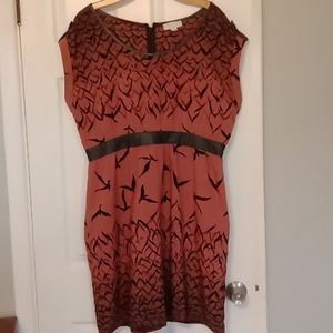 Lightweight dress bird print 1X